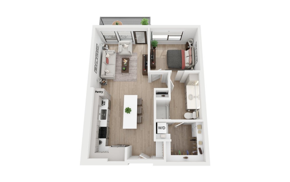 1C - 1 bedroom floorplan layout with 1 bath and 719 to 766 square feet.